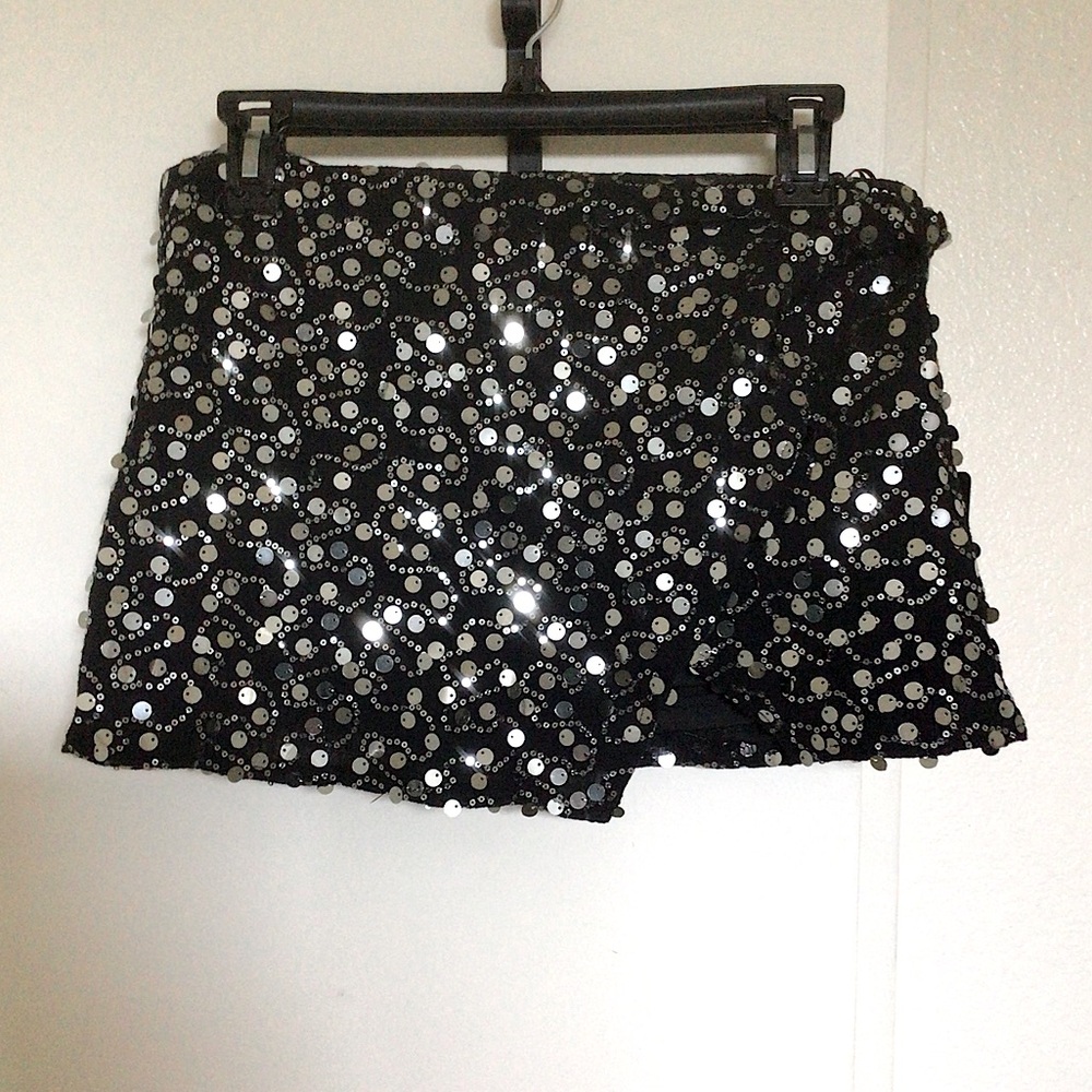 Emerson Lang Black Sequin Mini Skort